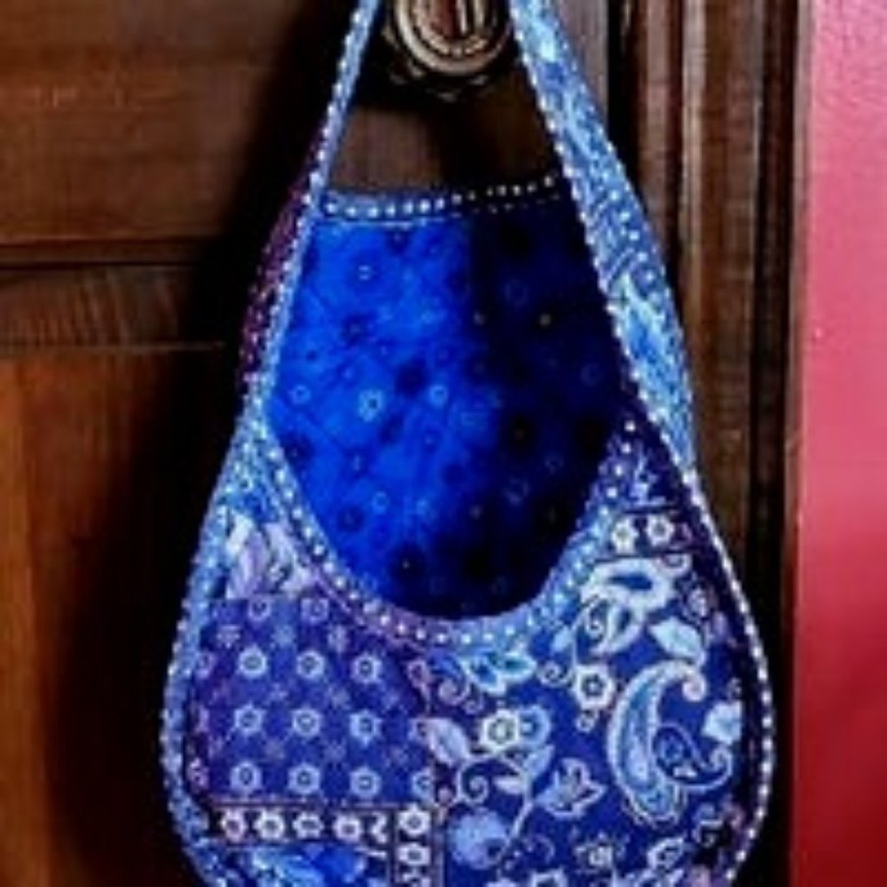 Blue polka dot paisley floral handmade reversible doorknob farmhouse basket pod
